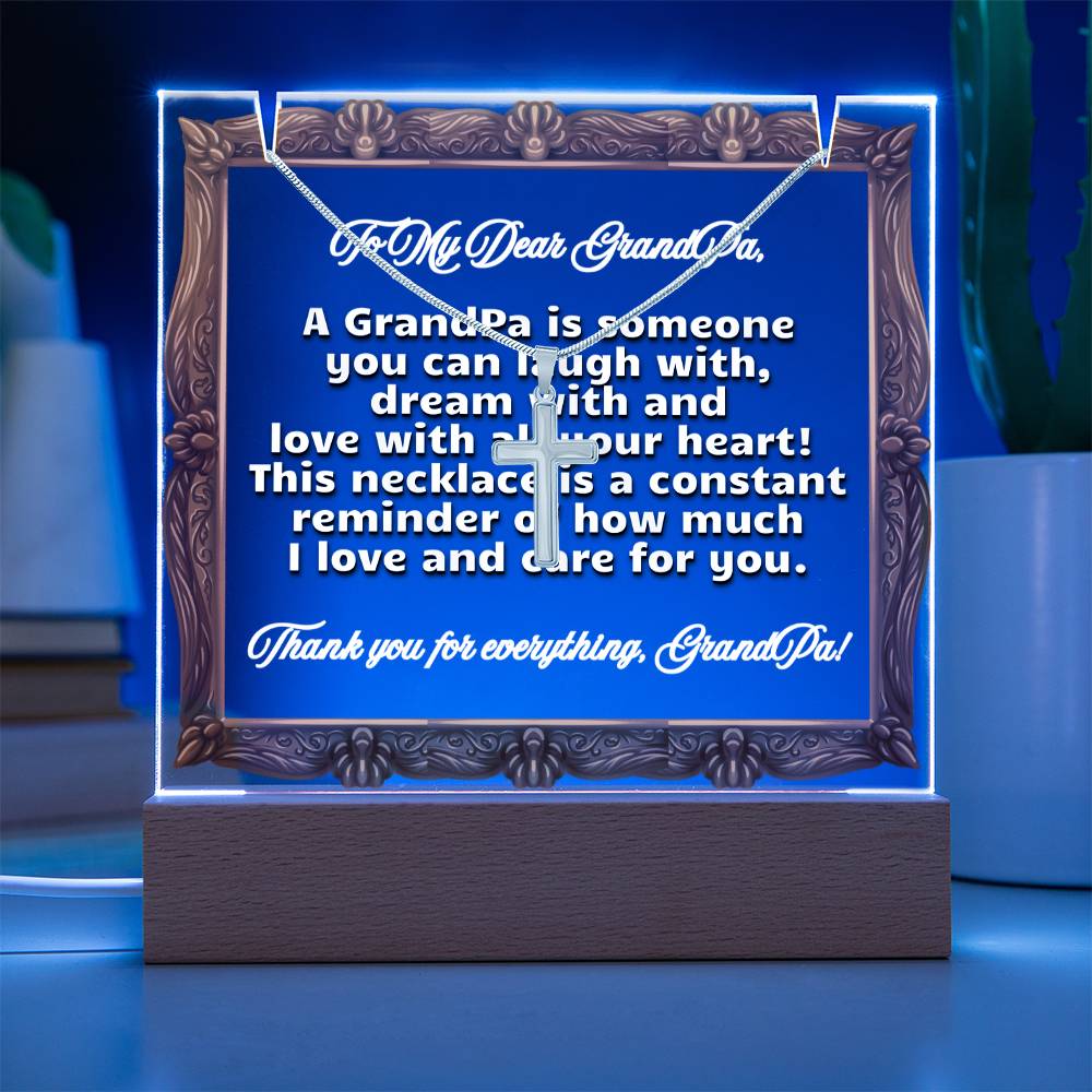 JGF Jewelry Gifts For Family Necklace and Acrylic To Grandpa Plaque Ever From Kids