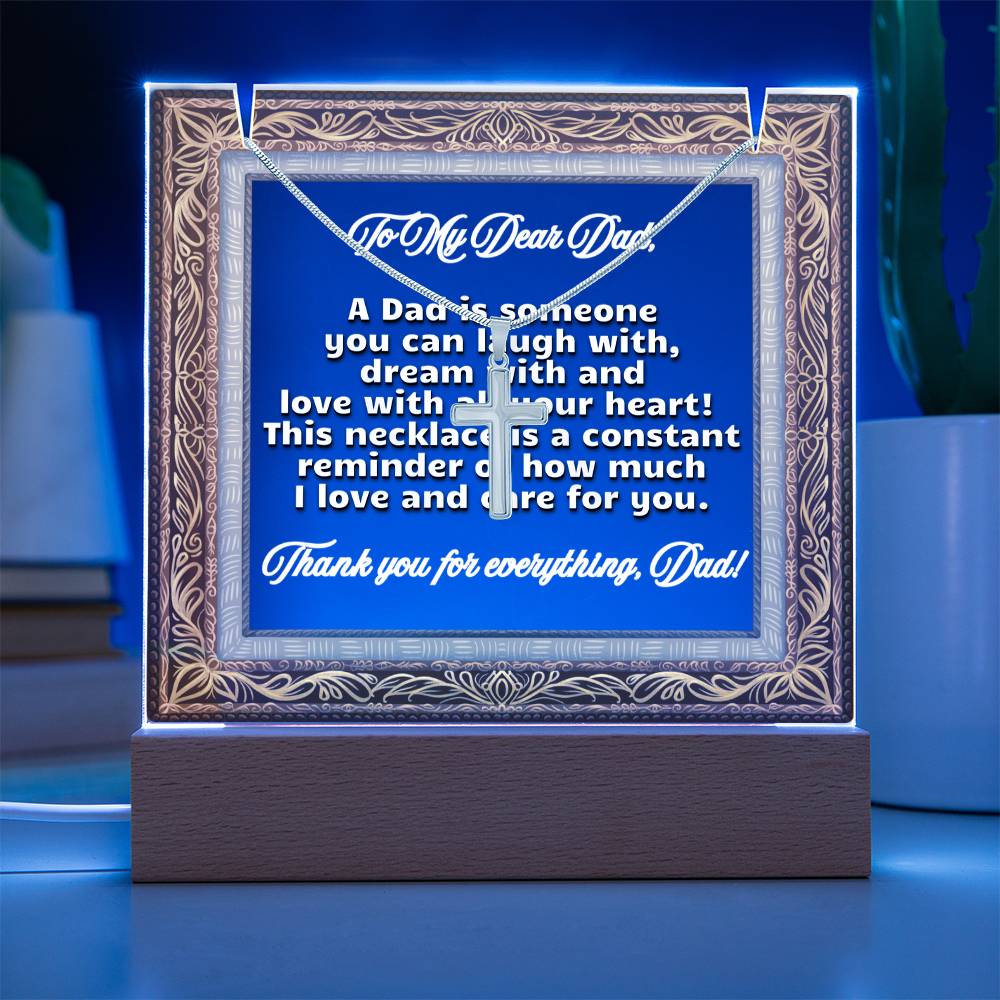 JGF Jewelry Gifts For Family Necklace and Acrylic To My Dad Plaque Birthday