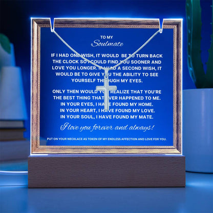 JGF Jewelry Gifts For Family To My Soulmate Cross Necklace For Men and Acrylic Plaque For Him