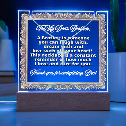 JGF Jewelry Gifts For Family Necklace and Acrylic For Brother Plaque For Birthday From Sister