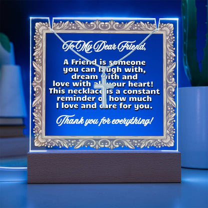 JGF Jewelry Gifts For Family Necklace and Acrylic for BFF Friend Plaque Friendship Bestie