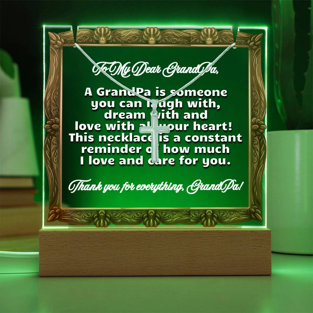 JGF Jewelry Gifts For Family Necklace and Acrylic To Grandpa Plaque Ever From Kids