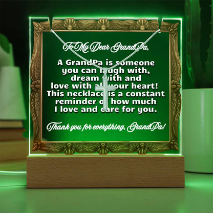 JGF Jewelry Gifts For Family Necklace and Acrylic To Grandpa Plaque Ever From Kids