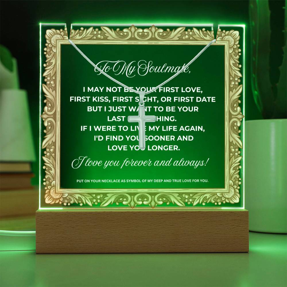 JGF Jewelry Gifts For Family To My Soulmate Cross Necklace For Him And Plaque For Men