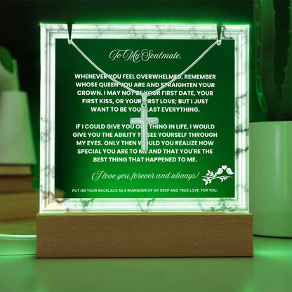 JGF Jewelry Gifts For Family To My Soulmate Acrylic Plaque For Men And Cross Necklace For Him