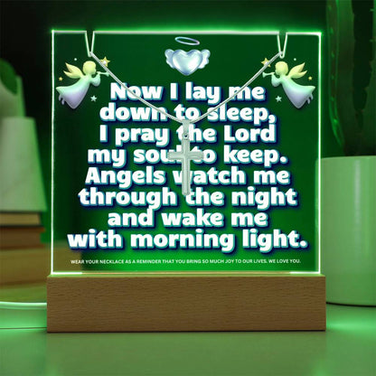 JGF Jewelry Gifts For Family Kids For Bedroom Boys Girls Cross Necklace on Multicolor Display Acrylic Plaque LED