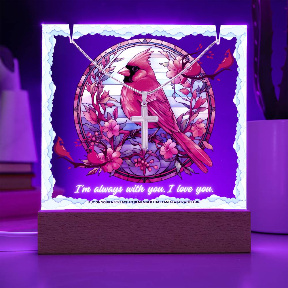 JGF Jewelry Gifts For Family Cardinal Red Birds Sympathy  I Am Always With You Cross Necklace