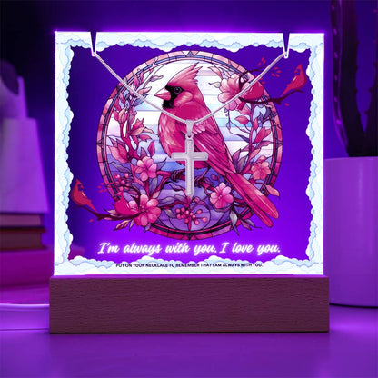 JGF Jewelry Gifts For Family Cardinal Red Birds Sympathy  I Am Always With You Cross Necklace