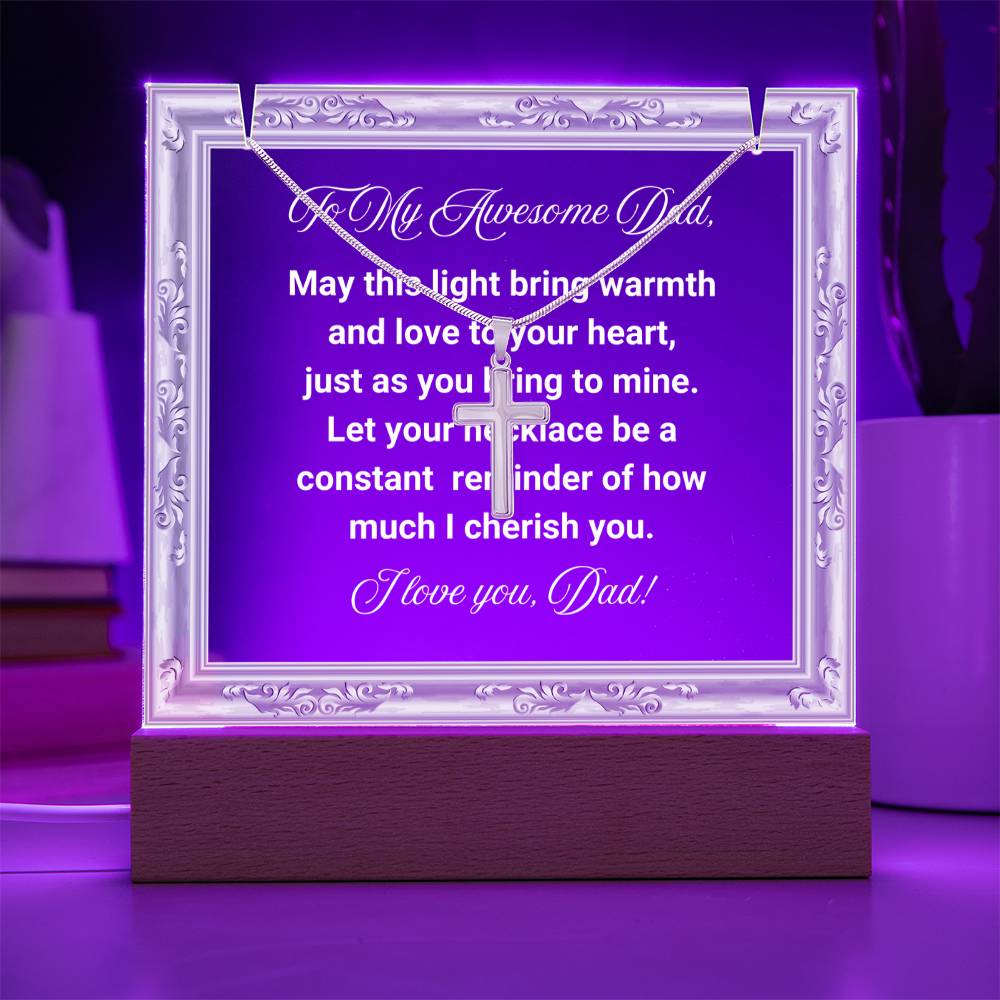 JGF Jewelry Gifts For Family Necklace To My Dad Necklace and Acrylic Plaque From Son And Daughter