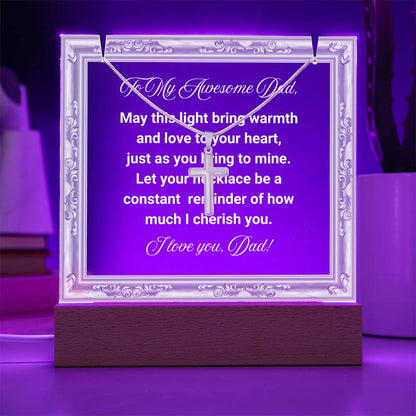 JGF Jewelry Gifts For Family Necklace To My Dad Necklace and Acrylic Plaque From Son And Daughter