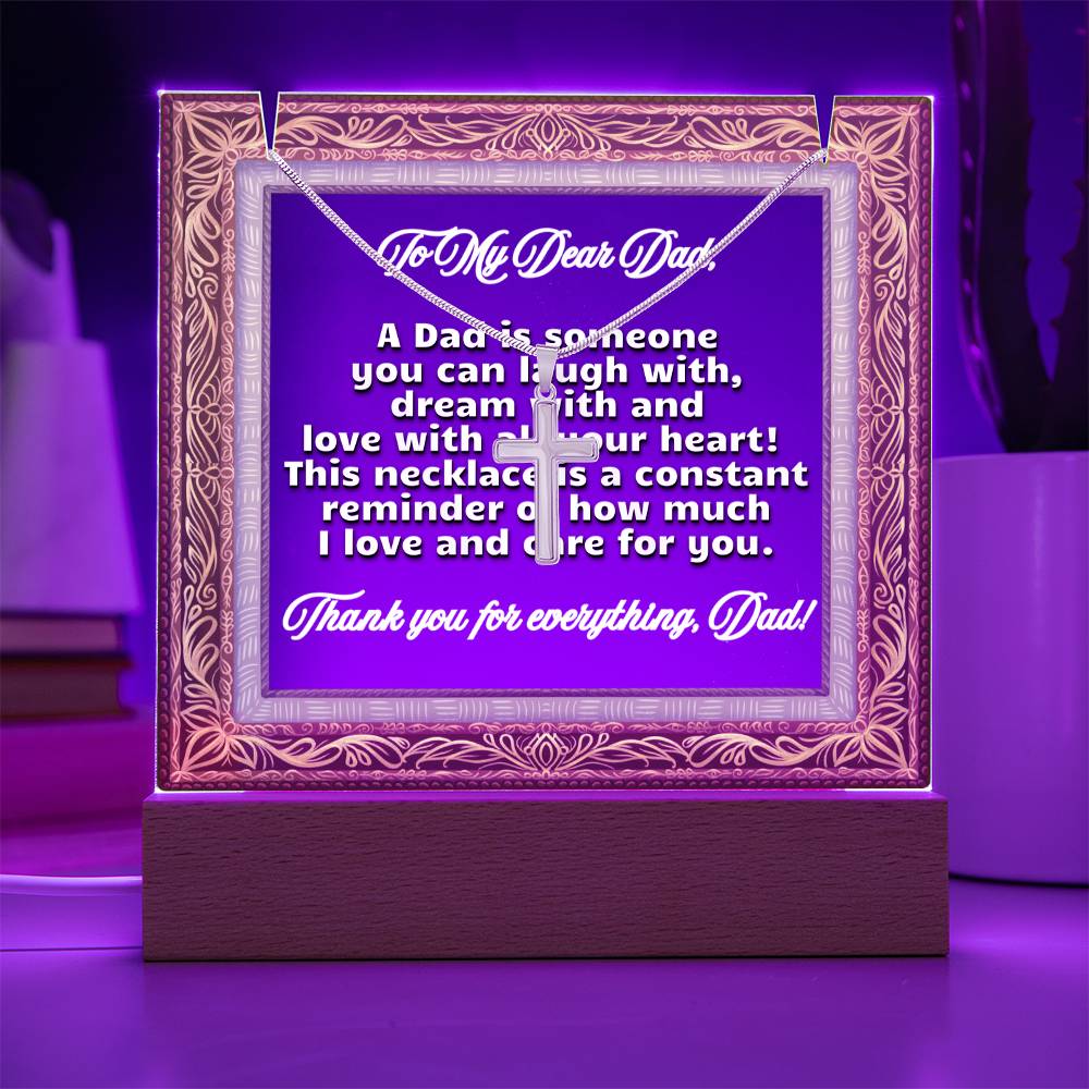 JGF Jewelry Gifts For Family Necklace and Acrylic To My Dad Plaque Birthday