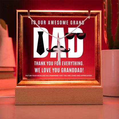 JGF Jewelry Gifts For Family Granddad Necklace And Acrylic Plaque For Grandfather Birthday