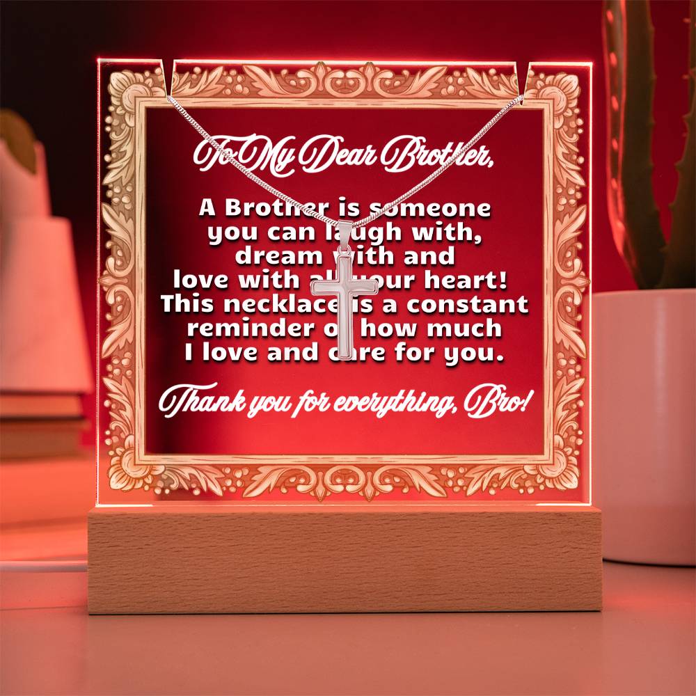 JGF Jewelry Gifts For Family Necklace and Acrylic For Brother Plaque For Birthday From Sister