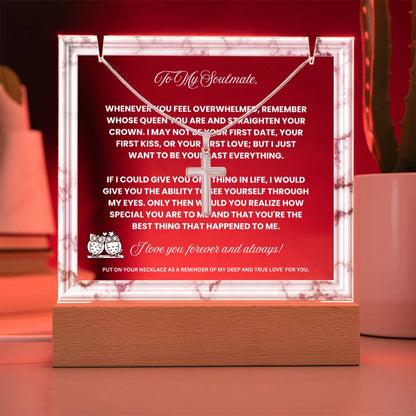 JGF Jewelry Gifts For Family Owl Lover To My Soulmate Acrylic Plaque And Cross Necklace For Him