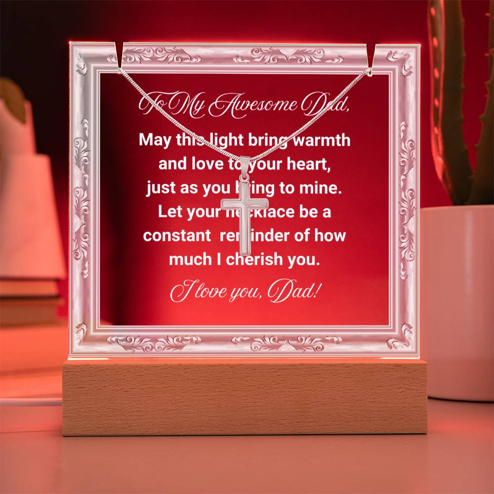 JGF Jewelry Gifts For Family Necklace To My Dad Necklace and Acrylic Plaque From Son And Daughter