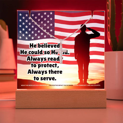 JGF Jewelry Gifts For Family US Navy Army Military Necklace For Men Cross Gifts on Acrylic Plaque