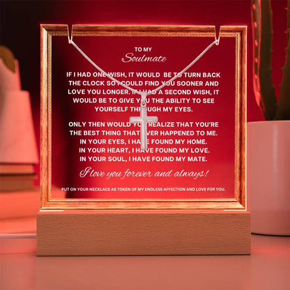 JGF Jewelry Gifts For Family To My Soulmate Cross Necklace For Men and Acrylic Plaque For Him
