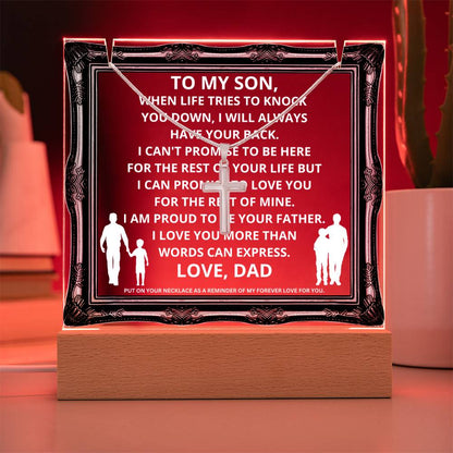 JGF Jewelry Gifts For Family To My Dear Son Plaque And Necklace Gifts From Dad For Men