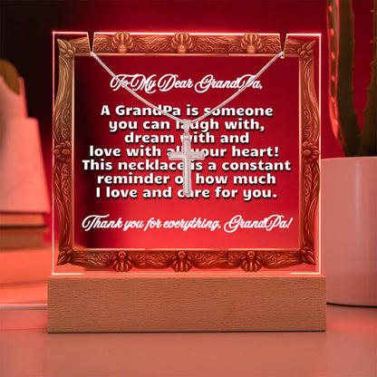 JGF Jewelry Gifts For Family Necklace and Acrylic To Grandpa Plaque Ever From Kids