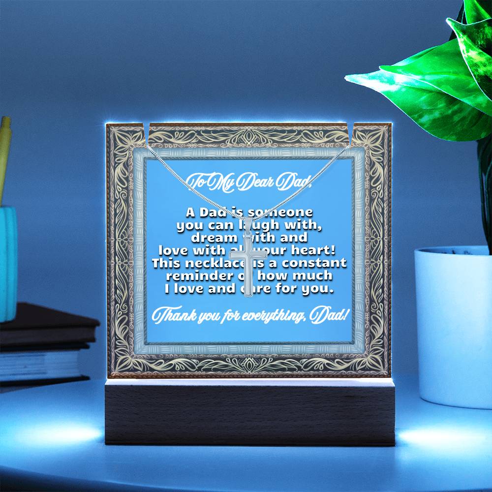 JGF Jewelry Gifts For Family Necklace and Acrylic To My Dad Plaque Birthday