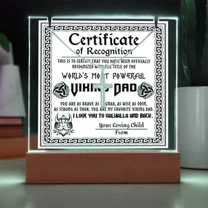 To My Dad - Certificate of Recognition