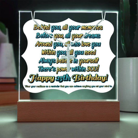 JGF Jewelry Gifts For Family Silver Cross Necklace for 25 Year Old 25th Birthday Gift For Him And Her