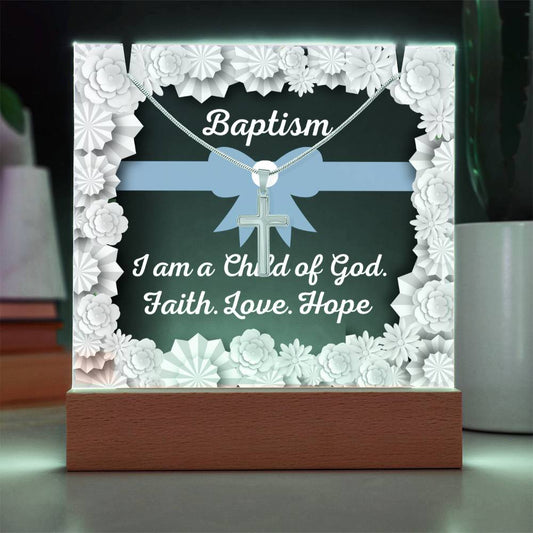 JGF Baptism of the Holy Spirit Cross Necklace For Baby Boy