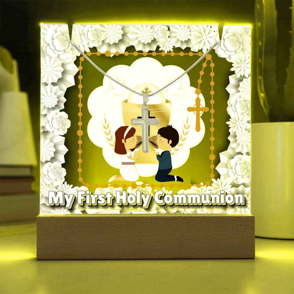 JGF Jewelry Gifts For Family 1st First Holy Communion Cross Necklace For Boys And Girls