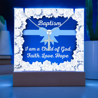 JGF Baptism of the Holy Spirit Cross Necklace For Baby Boy