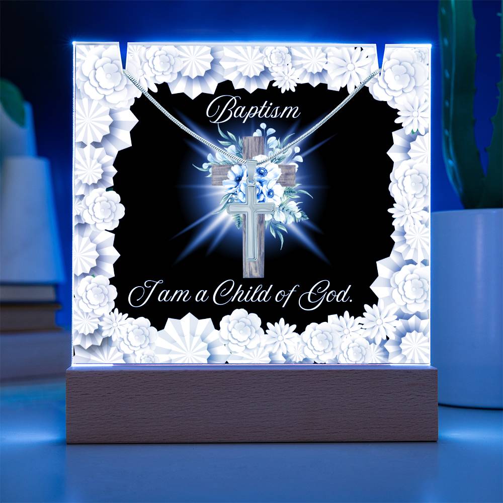 JGF Baptism of the Holy Spirit Cross Necklace For Baby Boy And Girl