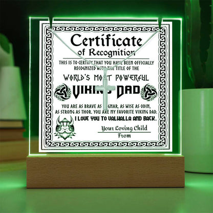 To My Dad - Certificate of Recognition