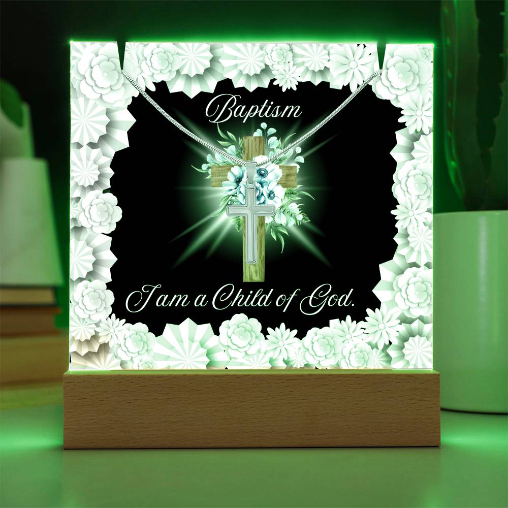 JGF Baptism of the Holy Spirit Cross Necklace For Baby Boy And Girl