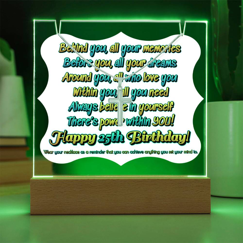 JGF Jewelry Gifts For Family Silver Cross Necklace for 25 Year Old 25th Birthday Gift For Him And Her