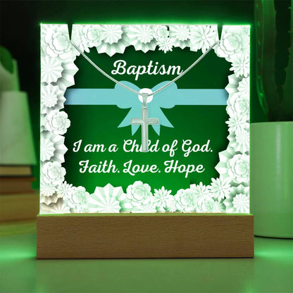 JGF Baptism of the Holy Spirit Cross Necklace For Baby Boy