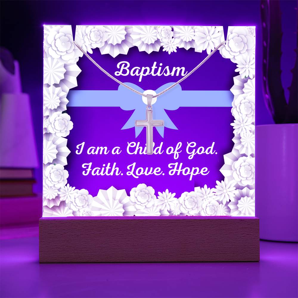 JGF Baptism of the Holy Spirit Cross Necklace For Baby Boy