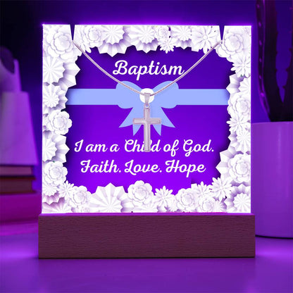 JGF Baptism of the Holy Spirit Cross Necklace For Baby Boy