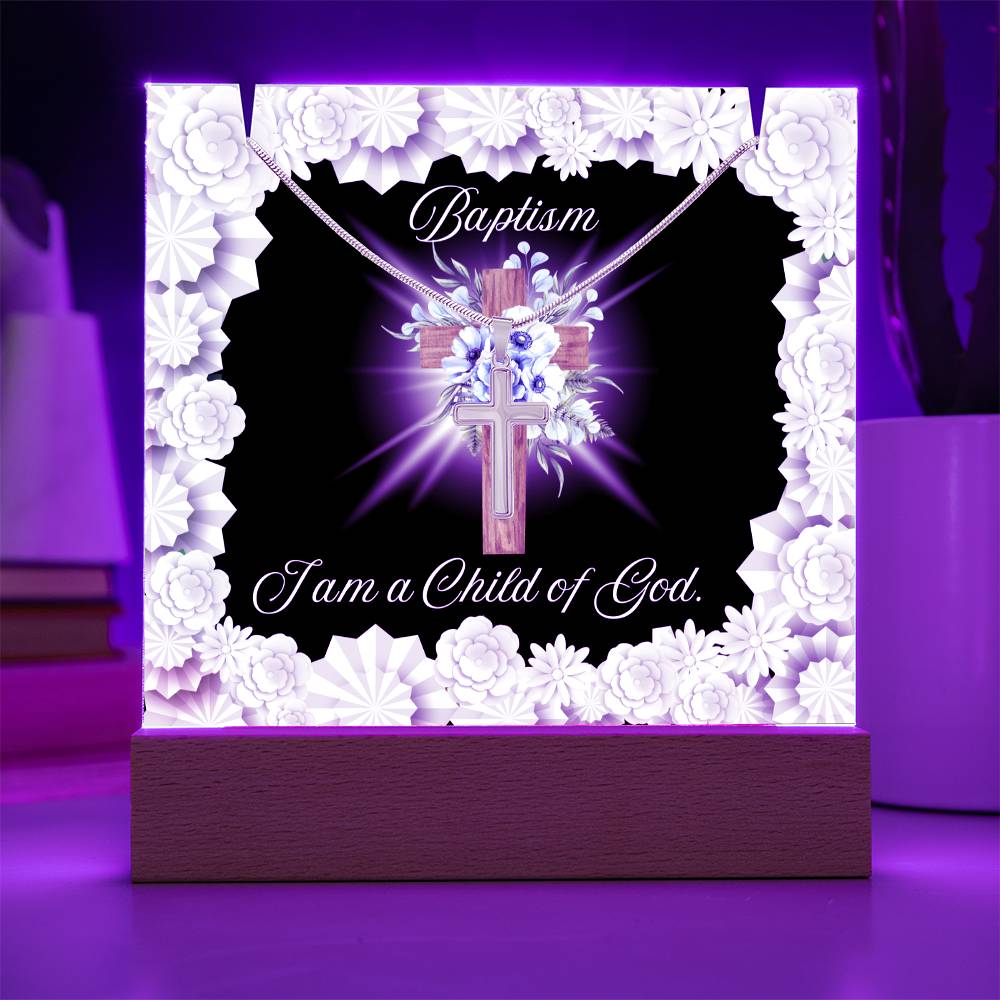 JGF Baptism of the Holy Spirit Cross Necklace For Baby Boy And Girl