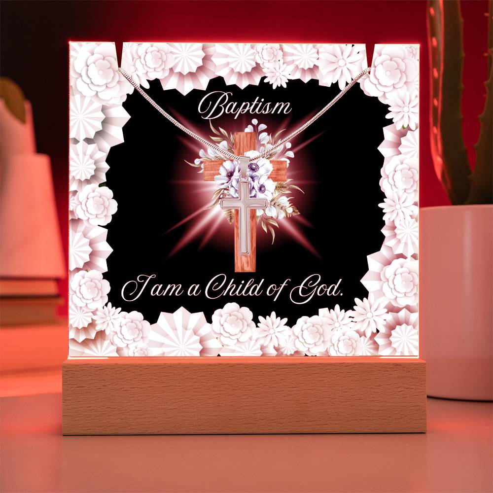 JGF Baptism of the Holy Spirit Cross Necklace For Baby Boy And Girl