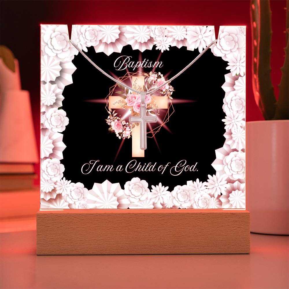 JGF Baptism Necklace For Girls Cross Necklace For Baby Girl