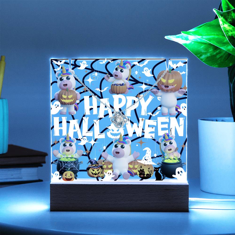 JGF Jewelry Gifts For Family Halloween Kids For Bedroom Necklace on Multicolor Display Acrylic Plaque LED