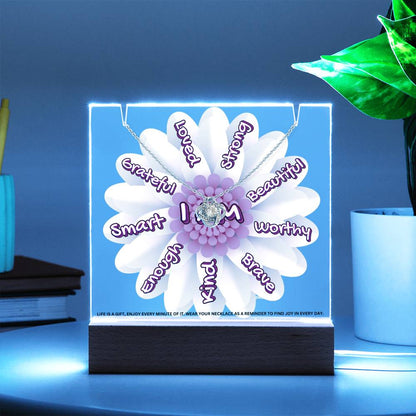 JGF Jewelry Gifts For Family Kids For Bedroom Girls Multicolor Display Acrylic Plaque I Am Affirmations