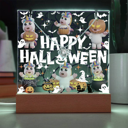 JGF Jewelry Gifts For Family Halloween Kids For Bedroom Necklace on Multicolor Display Acrylic Plaque LED