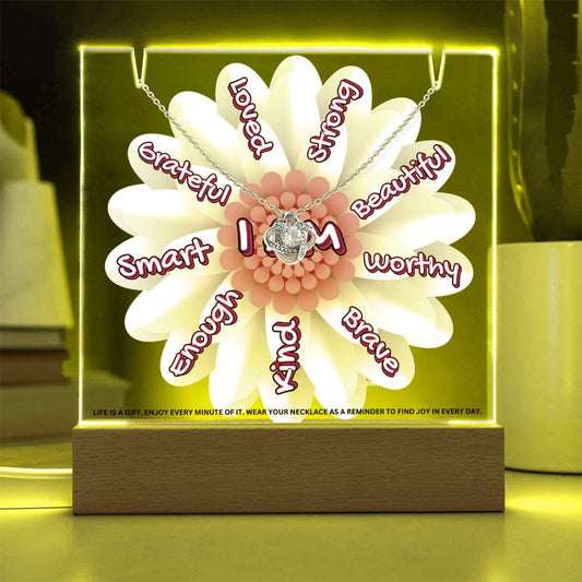 JGF Jewelry Gifts For Family Kids For Bedroom Girls Multicolor Display Acrylic Plaque I Am Affirmations