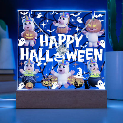 JGF Jewelry Gifts For Family Halloween Kids For Bedroom Necklace on Multicolor Display Acrylic Plaque LED