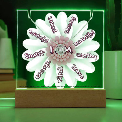 JGF Jewelry Gifts For Family Kids For Bedroom Girls Multicolor Display Acrylic Plaque I Am Affirmations