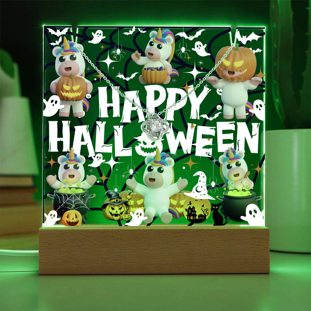 JGF Jewelry Gifts For Family Halloween Kids For Bedroom Necklace on Multicolor Display Acrylic Plaque LED