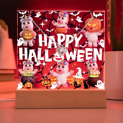 JGF Jewelry Gifts For Family Halloween Kids For Bedroom Necklace on Multicolor Display Acrylic Plaque LED