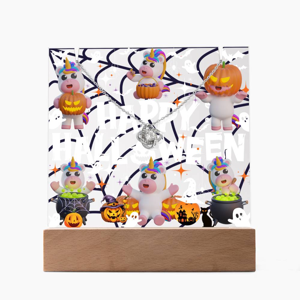 JGF Jewelry Gifts For Family Halloween Kids For Bedroom Necklace on Multicolor Display Acrylic Plaque LED
