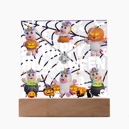 JGF Jewelry Gifts For Family Halloween Kids For Bedroom Necklace on Multicolor Display Acrylic Plaque LED