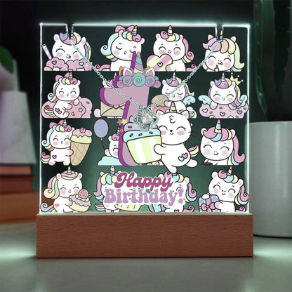 JGF Jewelry Gifts For Family Unicorn Bedroom Decor For Girls 1 Year Old Birthday Gift Ideas Necklace and Plaque for Decorations